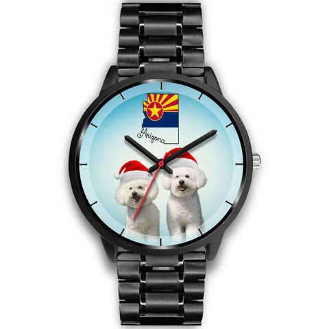 Cute Bichon Frise On Christmas Arizona Wrist Watch-Free Shipping