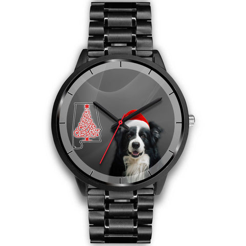 Border Collie On Christmas Alabama Wrist Watch-Free Shipping