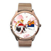 Boston Terrier On Christmas Arizona Golden Wrist Watch-Free Shipping