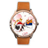 Boston Terrier On Christmas Arizona Golden Wrist Watch-Free Shipping