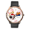 Boston Terrier On Christmas Arizona Golden Wrist Watch-Free Shipping