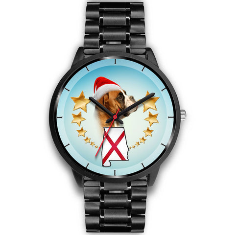 Boxer Dog On Christmas Alabama Wrist Watch-Free Shipping