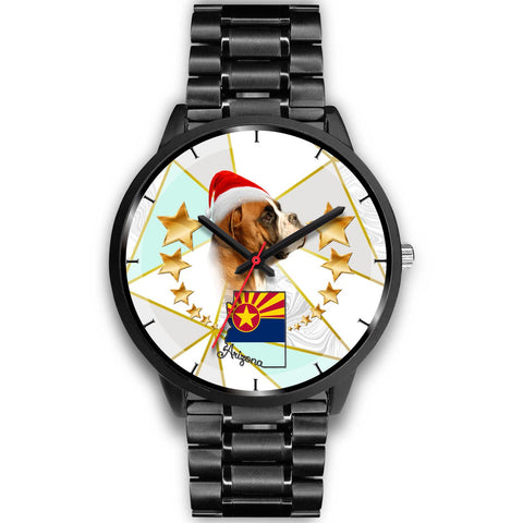 Boxer Dog On Christmas Arizona Wrist Watch-Free Shipping