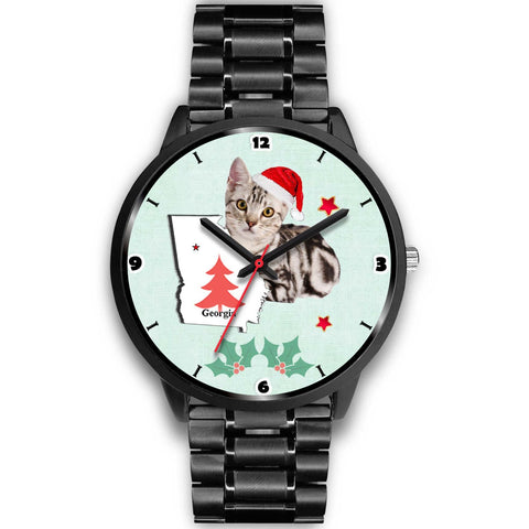 American Shorthair Cat Georgia Christmas Special Wrist Watch-Free Shipping