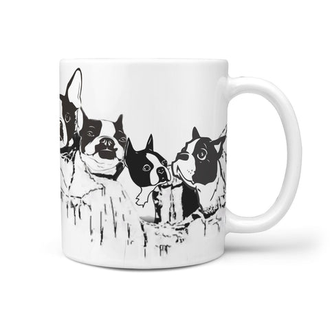 Cute Boston Terrier Rushmore Mount Print 360 White Mug