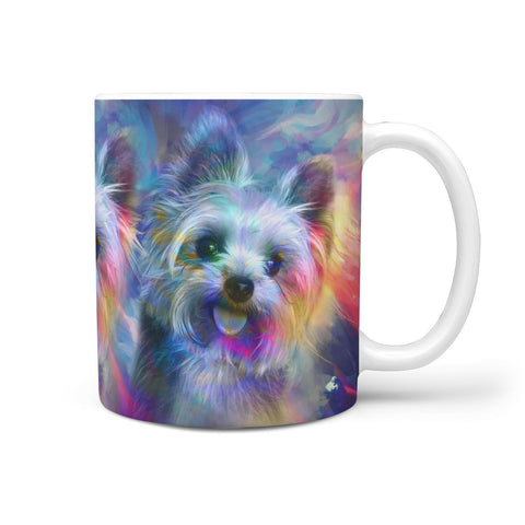 Colorful Cute Yorkie Dog Print 360 White Mug