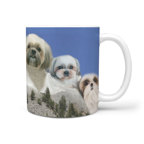 Shih Tzu Mount Rushmore Print 360 White Mug