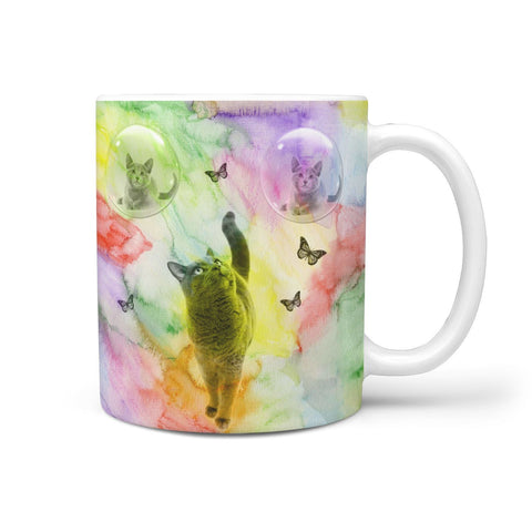 Russian Blue Cat Print 360 White Mug