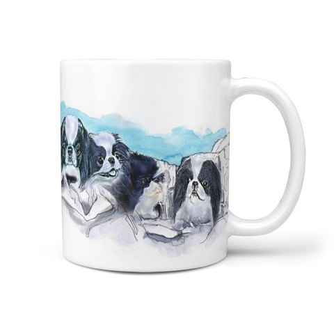 Japanese Chin Dog Art Mount Rushmore Print 360 White Mug