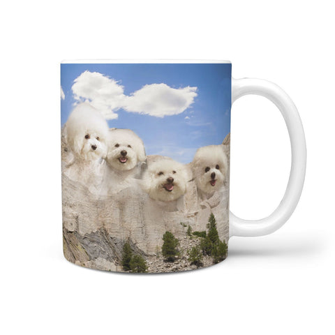 Bichon Frise Mount Rushmore Print 360 White Mug