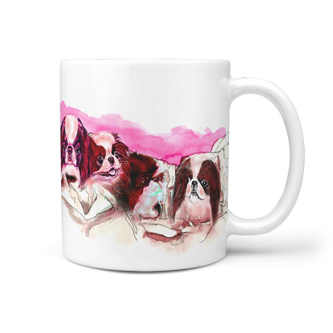 Japanese Chin Dog Pink Art Mount Rushmore Print 360 White Mug