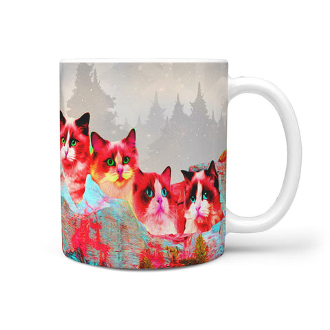 Ragdoll Cat On Mount Rushmore Print 360 Mug