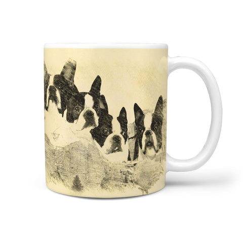 Boston Terrier Vintage Art Mount Rushmore Print 360 Mug