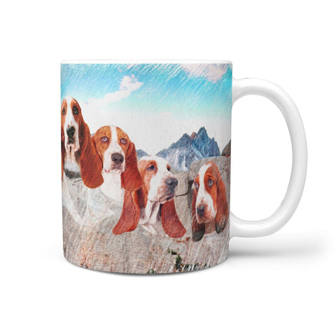 Basset Hound On Mount Rushmore Drawing Print 360 Mug