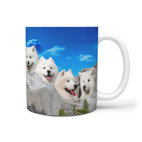 Samoyed Dog On Mount Rushmore Print 360 Mug