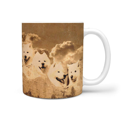 Samoyed Vintage Photograph On Mount Rushmore Print 360 Mug