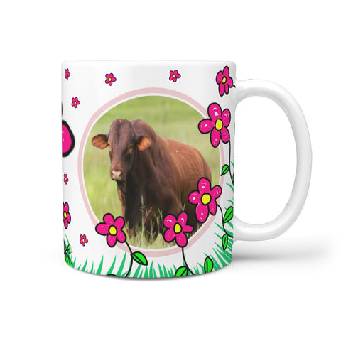 Santa Gertrudis Cattle (Cow) Print 360 White Mug