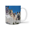 Norwegian Elkhound Mount Rushmore Print 360 White Mug