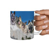 Norwegian Elkhound Mount Rushmore Print 360 White Mug