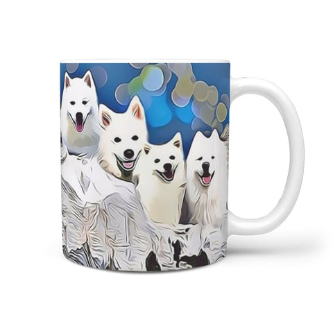American Eskimo Dog Mount Rushmore Print 360 White Mug