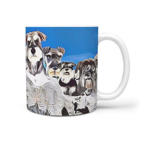 Miniature Schnauzer Mount Rushmore Print 360 White Mug