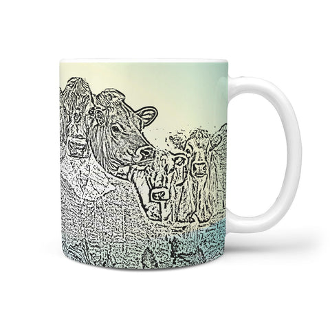 Jersey Cattle (Cow) Mount Rushmore Art Print 360 White Mug