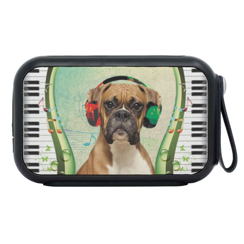 Boxer Dog With Headphone Print Bluetooth Speaker