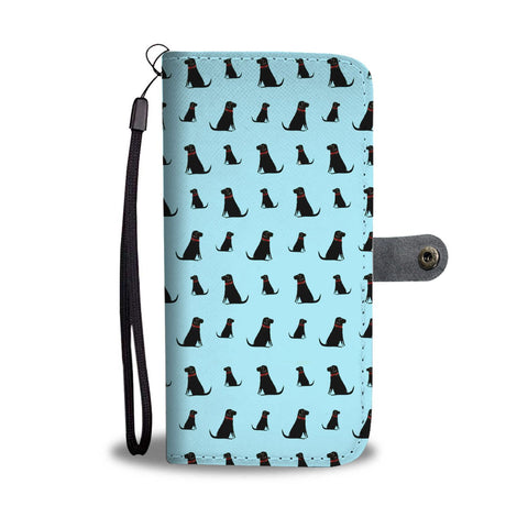 Black Labrador Retriever Pattern Print Wallet Case-Free Shipping