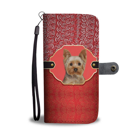 Yorkshire Terrier (Yorkie) On Red Print Wallet Case-Free Shipping