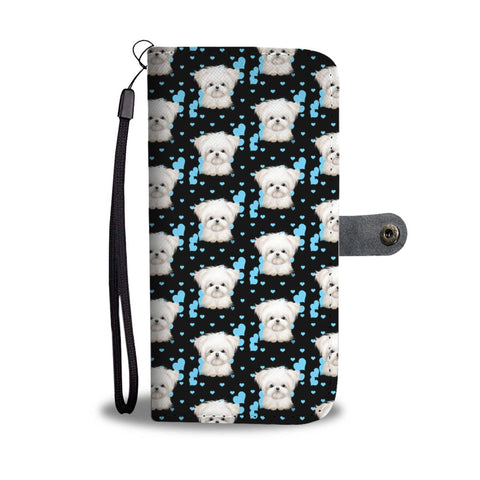 Cute Maltese Dog Pattern Print Wallet Case-Free Shipping