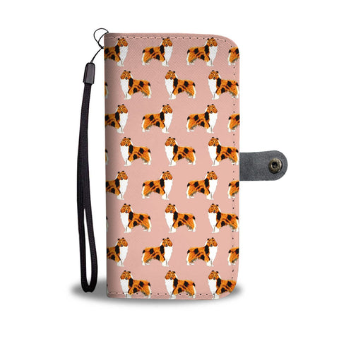 Rough Collie Dog Pattern Print Wallet Case-Free Shipping