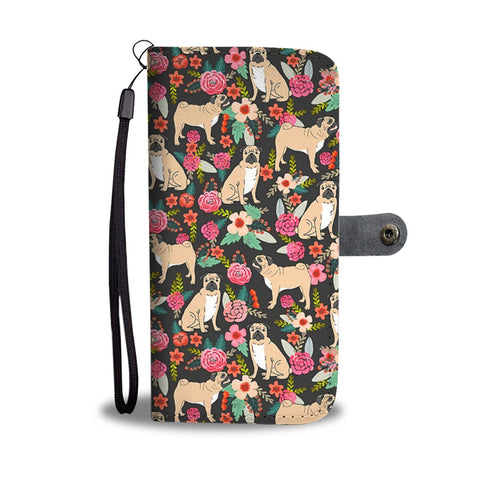 Pug Floral Wallet Case- Free Shipping