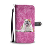 Bulldog On Pink Print Wallet Case-Free Shipping