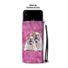 Bulldog On Pink Print Wallet Case-Free Shipping