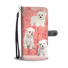 Maltese Dog On Pink Print Wallet Case-Free Shipping