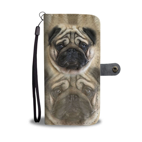 Pug Dog Face Print Wallet Case-Free Shipping