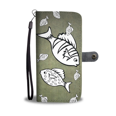 White Fish Print Wallet Case-Free Shipping