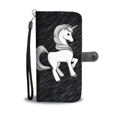 Unicorn On Black Print Wallet Case-Free Shipping