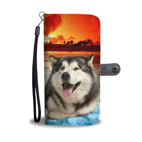 Laughing Alaskan Malamute Wallet Case- Free Shipping