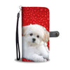 Maltese Dog With Red Print Wallet Case- Free Shipping