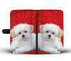 Maltese Dog With Red Print Wallet Case- Free Shipping