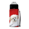 Maltese Dog With Red Print Wallet Case- Free Shipping