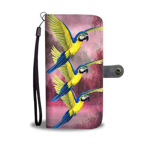 Blue And Yellow Macaw (Blue And Gold Macaw) Parrot Print Wallet Case-Free Shipping