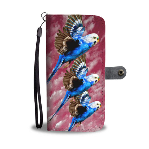 Budgerigar (Blue Budgie) Bird Print Wallet Case-Free Shipping