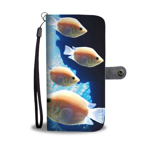 Lovely Kissing Gourami Print Wallet Case-Free Shipping