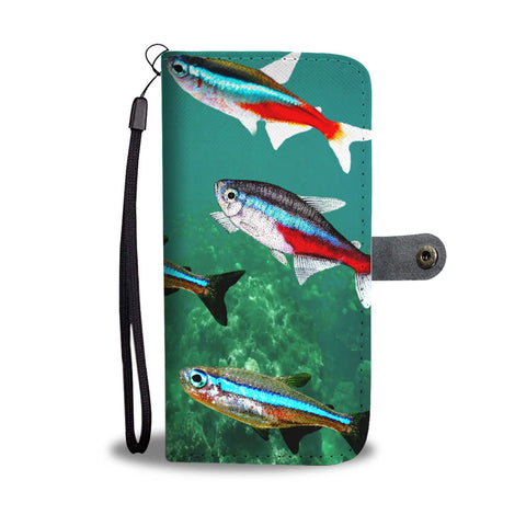 Amazing Neon Tetra Fish Print Wallet Case-Free Shipping