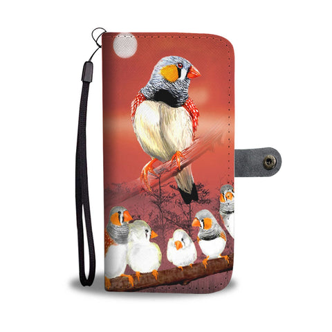 Zebra Finch Bird Print Wallet Case-Free Shipping