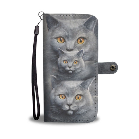 Russian Blue Cat 3D Print Wallet Case-Free Shipping