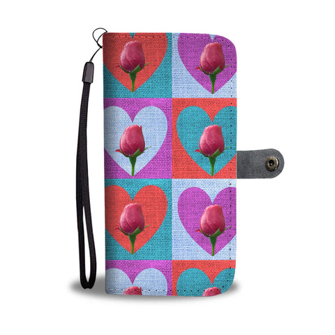 Love Rose Print Wallet Case-Free Shipping