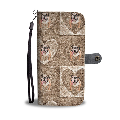 Bulldog In heart Print Wallet Case-Free Shipping